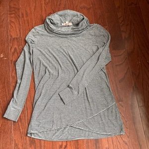 Loft cowl neck striped faux wrap long sleeve shirt Sz. M